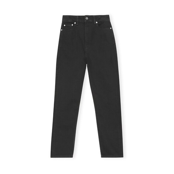 GANNI Cutye Cropped Jeans High Rise Black Organic Cotton - Picture 2 of 7